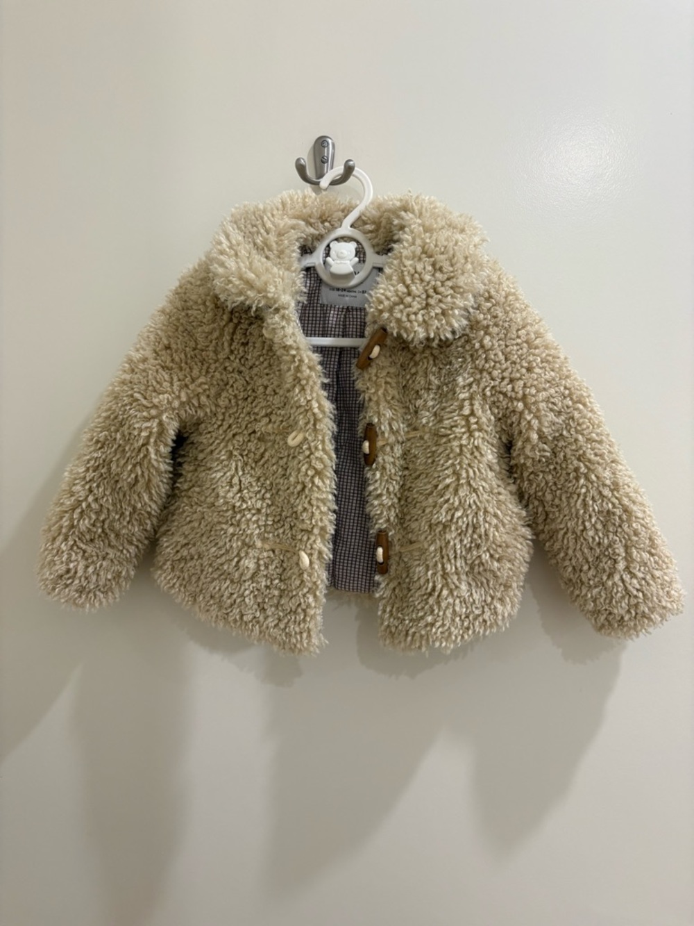 Zara Cream Sherpa Toggle Coat for Kids
